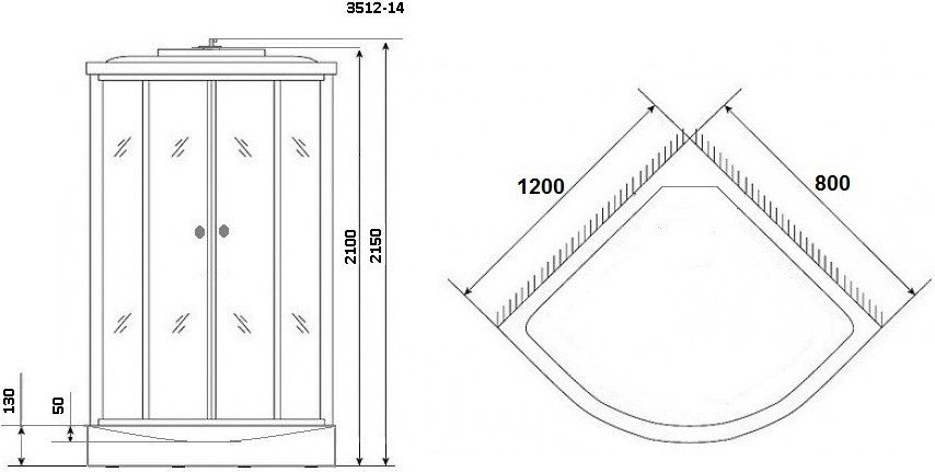 Душевая кабина Niagara NG-3512-14L 120x80x215 (тонированное стекло)