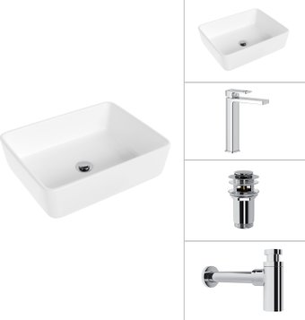 Умывальник Lauter 21674 + Cascade 21СК0655C + сифон 21635CH + дон.клапан 21190CH (хром)