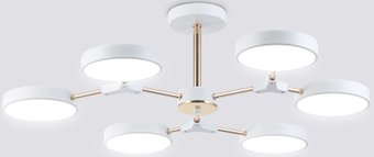Люстра средней высоты Ambrella FL516333/6 WH/FGD (белый/золото)