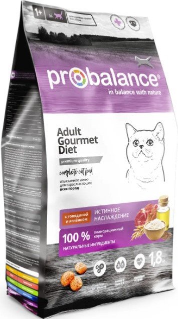 Сухой корм для кошек Probalance Gourmet Diet (1.8кг+28х85г)