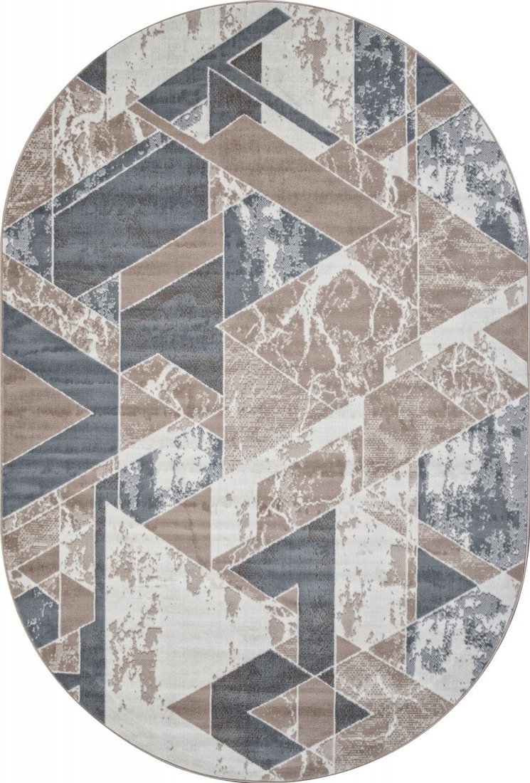 Ковер для жилой комнаты Merinos Sierra F354-OVAL-BEIGE-BLUE (1x2)