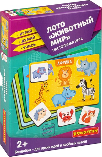 Развивающая игра Bondibon Лото Животный мир ВВ4870