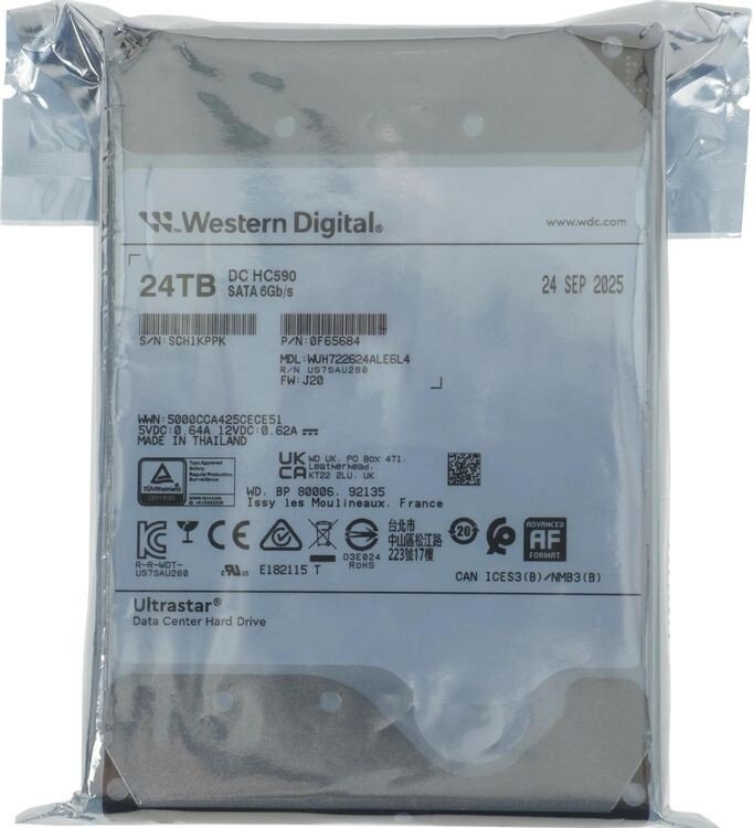 Жесткий диск WD Ultrastar DC HC590 24TB WUH722624ALE6L4