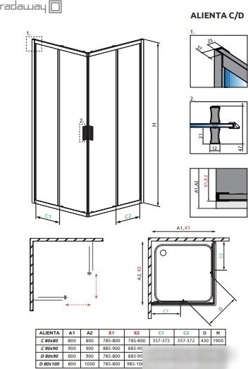 Душевой уголок Radaway Alienta Black С 90x90 10239090-54-01