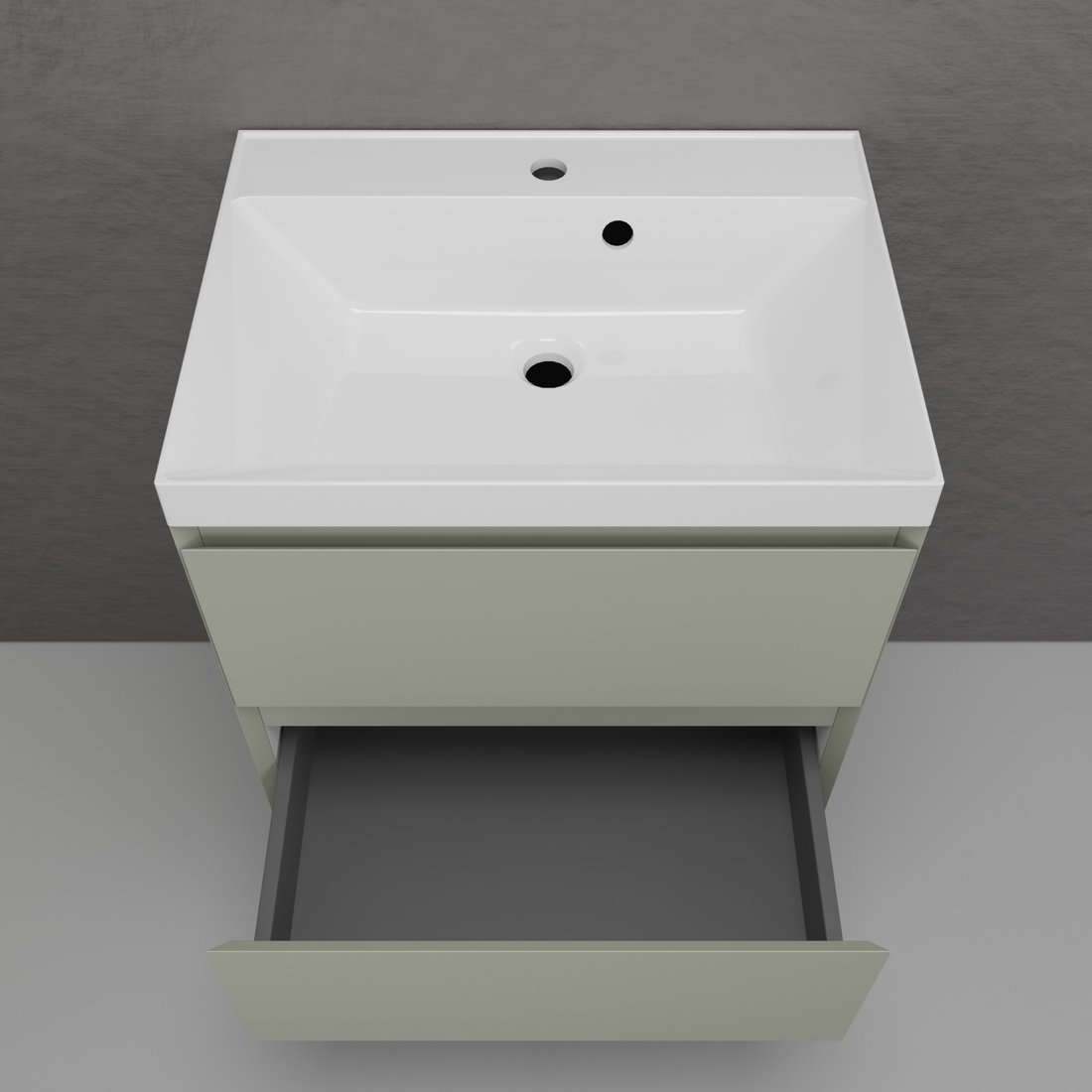 Symbolite Тумба под умывальник Манхэттен 60 Plus 2 ящика + Asti 60x45 (подвесная, олива)