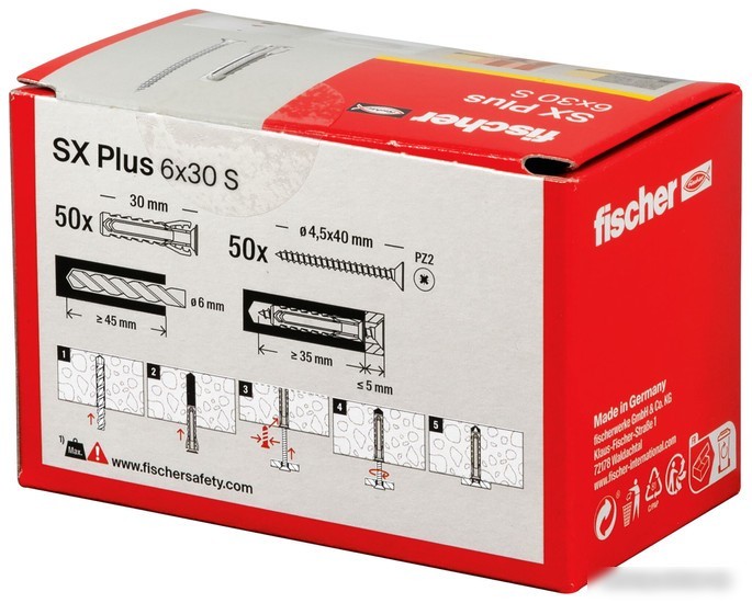 Дюбель универсальный Fischer SX Plus 6X30 S/Screw 568206 (50 шт)
