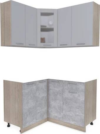 Готовая кухня Интерлиния Мила 12x13 без столешницы (серебристый/бетон)
