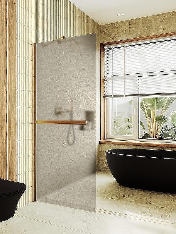 Душевая стенка MaybahGlass 99x195 MGD-1460-3ш (бронзовое матовое стекло/золото)
