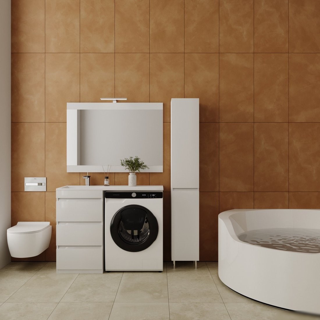 Symbolite Тумба под умывальник Даллас 110 Люкс Plus 3 ящика (белый)