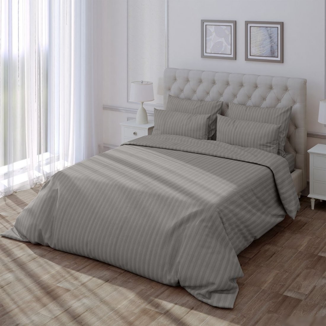 Постельное белье Verossa Stripe 200x220 на молнии 929818 (Gray)