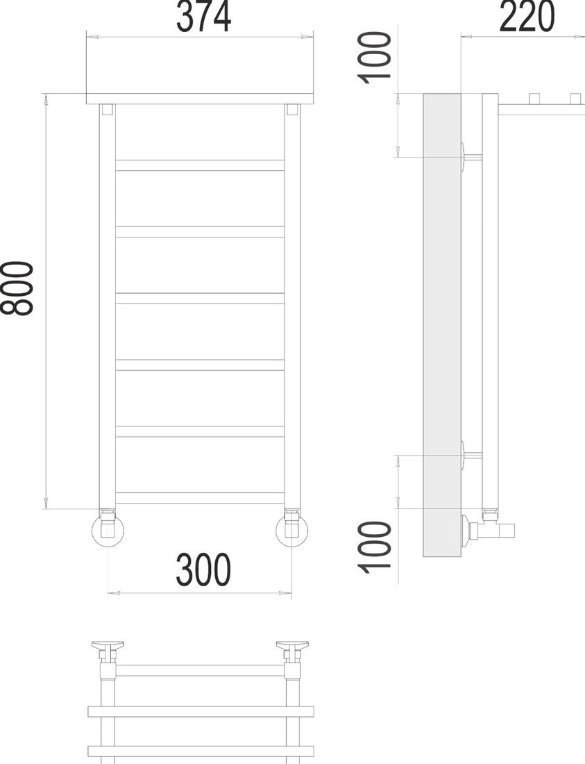 Полотенцесушитель TERMINUS Контур П7 300x800 с полкой (хром)