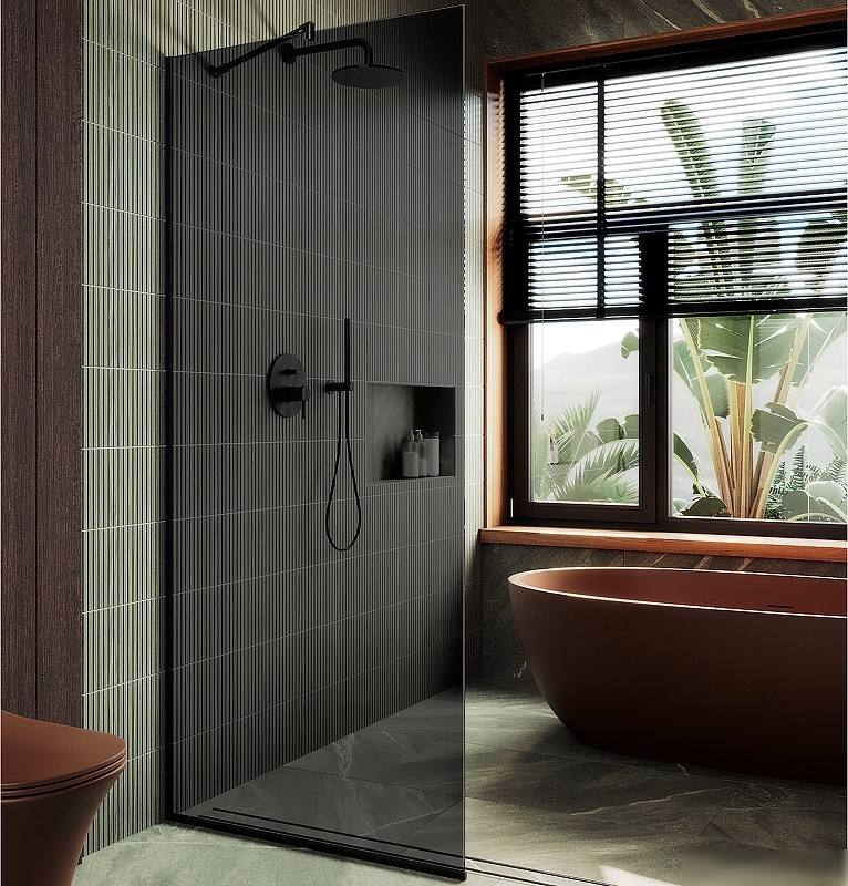 Душевая стенка MaybahGlass 195x119 MGD-686-6у (графитовое стекло/черный)
