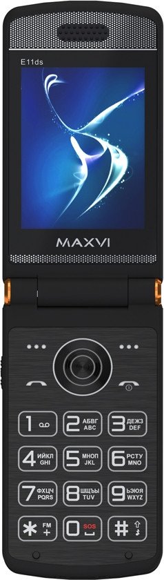 Кнопочный телефон Maxvi E11ds (черный/золотистый)