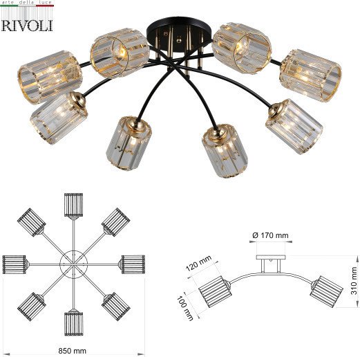 Люстра средней высоты Rivoli Emanuelle 9101-308 Б0053403