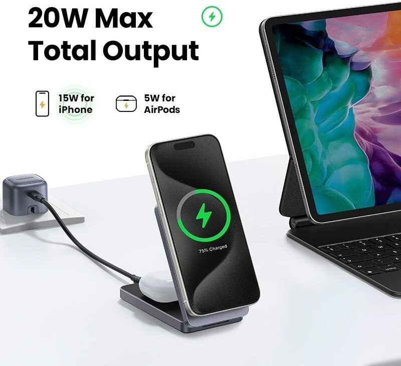 Беспроводное зарядное Ugreen W706 45023 (серый)