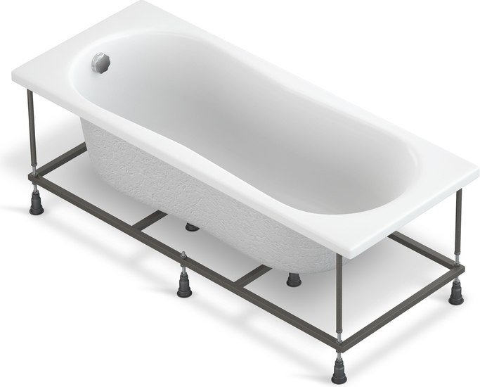 Ванна Cersanit Nike 170x70 с ножками со смесителем Brasko Black однорыч. (с сифоном Prime)