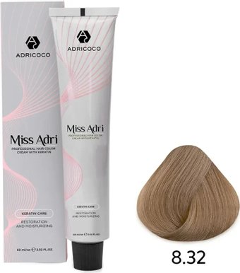 Крем-краска Adricoco Miss Adri 8.32 (100мл, светлый блонд золотистый перламутровый)