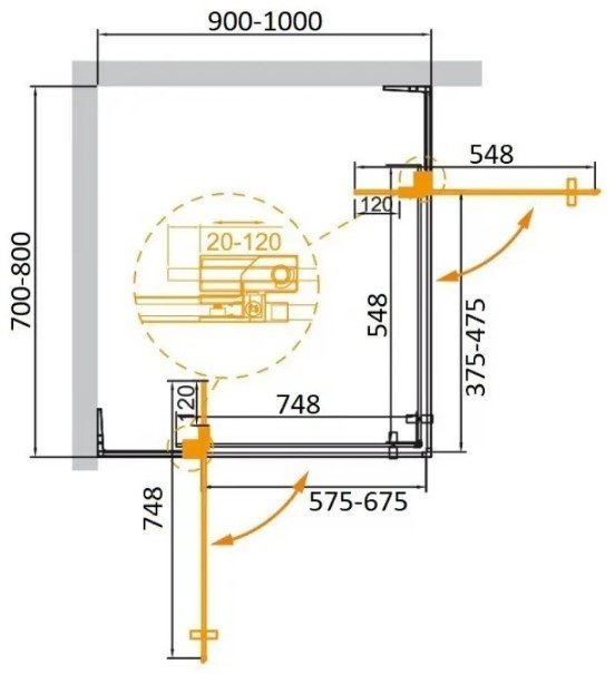 Душевой уголок Cezares SLIDER-AH-2-70/80-90/100-GRIGIO-GM