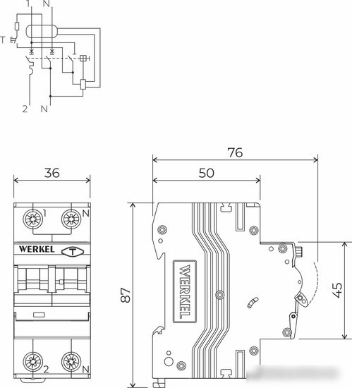 Дифференциальный автомат Werkel 1P+N 32 A 30 mА 6 kА C А W922P326