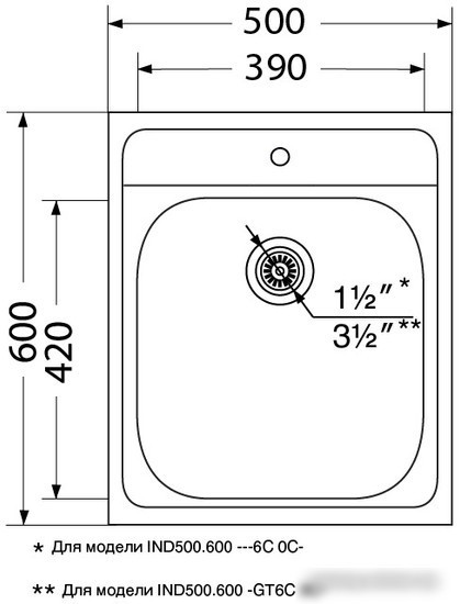 Кухонная мойка Ukinox Иннова IND500.600-GT6C 0C