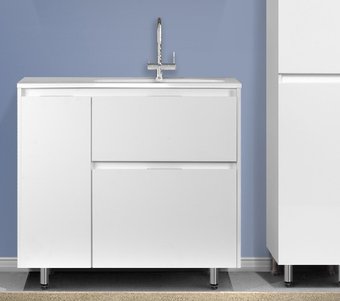 Symbolite Тумба под умывальник Барселона 90 Люкс Plus правая 2 ящика с выкатной корзиной (белый)