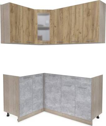 Готовая кухня Интерлиния Мила 12x16 без столешницы (дуб золотой/бетон)