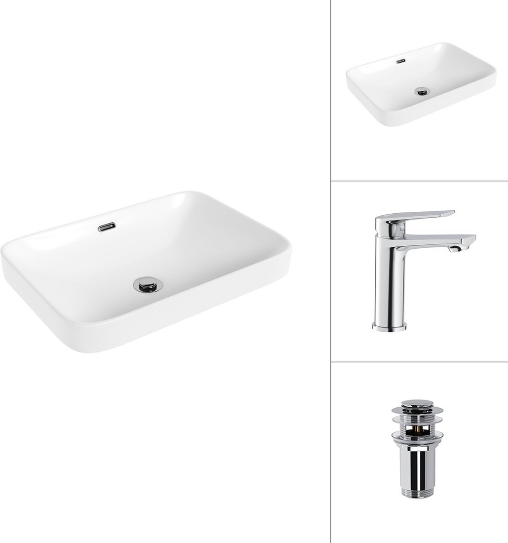 Умывальник Lauter 21441A + Sky 21CK533C с донным клапаном 21190CH (хром)