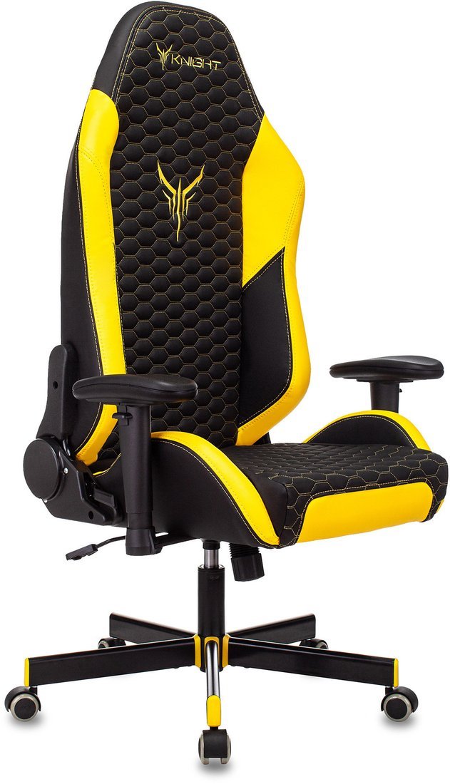 Игровое (геймерское) кресло Бюрократ Knight Neon (черный/желтый экокожа)