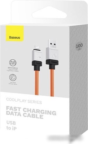 Кабель Baseus CoolPlay Series Fast Charging Data Cable 2.4A USB Type-A - Lightning (1 м, оранжевый)