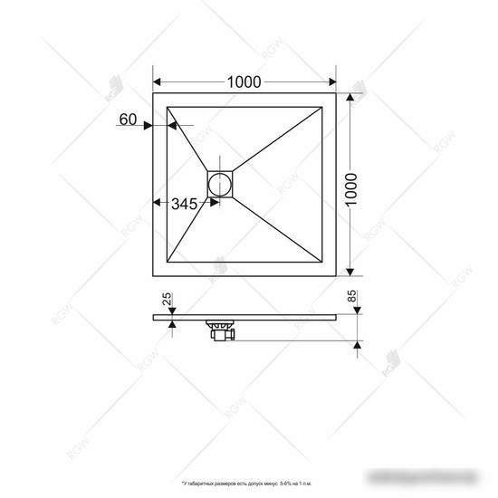 Душевой поддон RGW 16152010-01 100x100