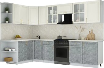 Готовая кухня Интерлиния Мила Шато 1.7x3.1 LV (белый/керамика/опал светлый)