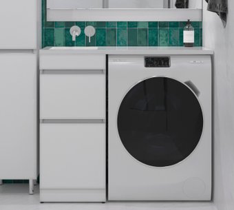 Symbolite Тумба с умывальником Даллас 110 Люкс Plus + Даллас 110x48 (левый, эмаль белый)