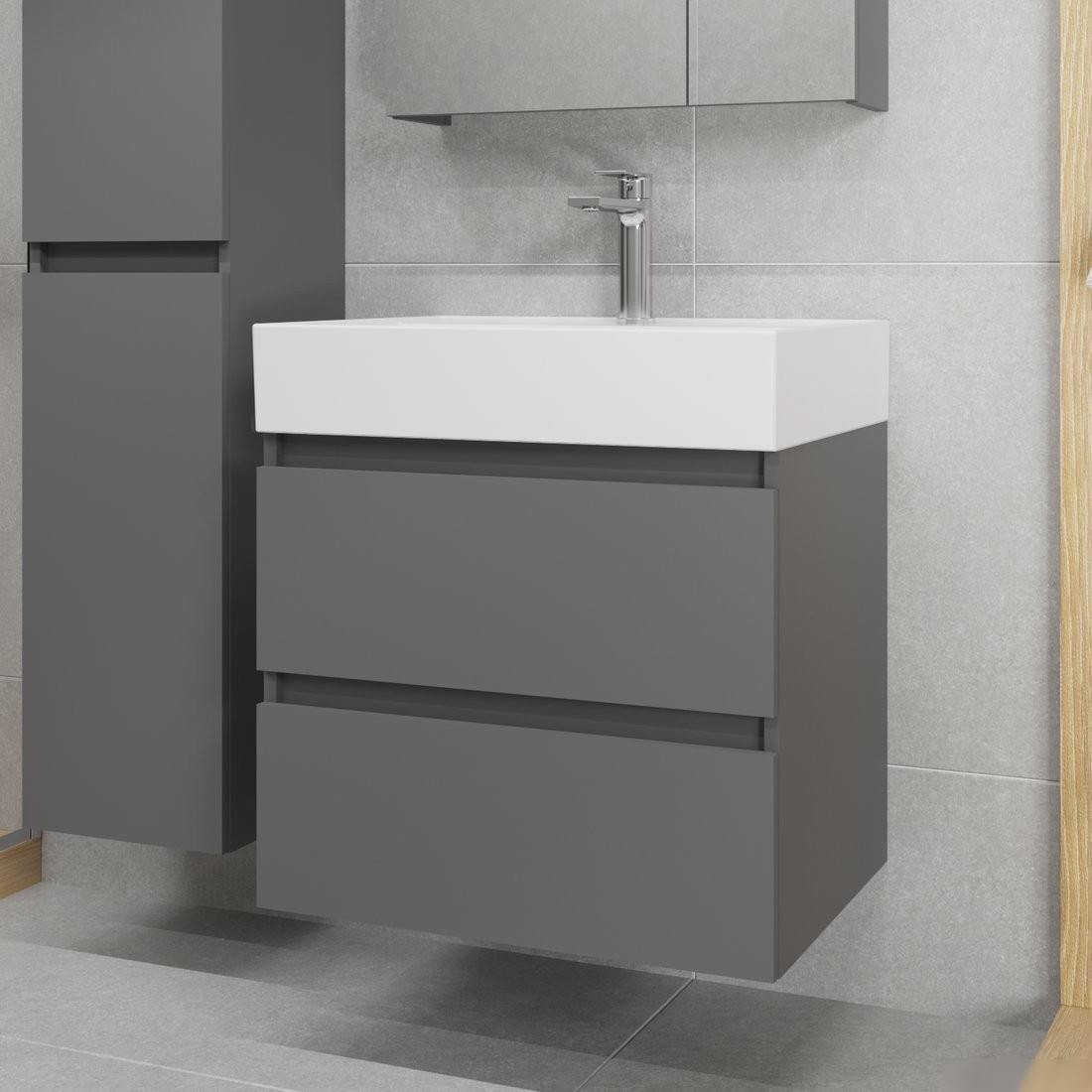 Lauter Тумба с умывальником Mia 60 + Optima 60.5 (графит)