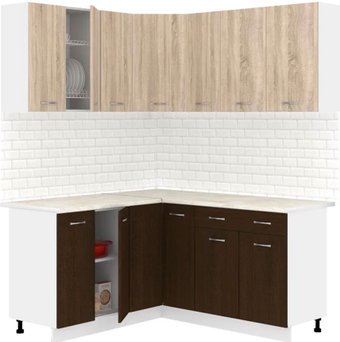 Готовая кухня Кортекс-мебель Корнелия Лира 1.5x2.0 (дуб сонома/венге/королевский опал)