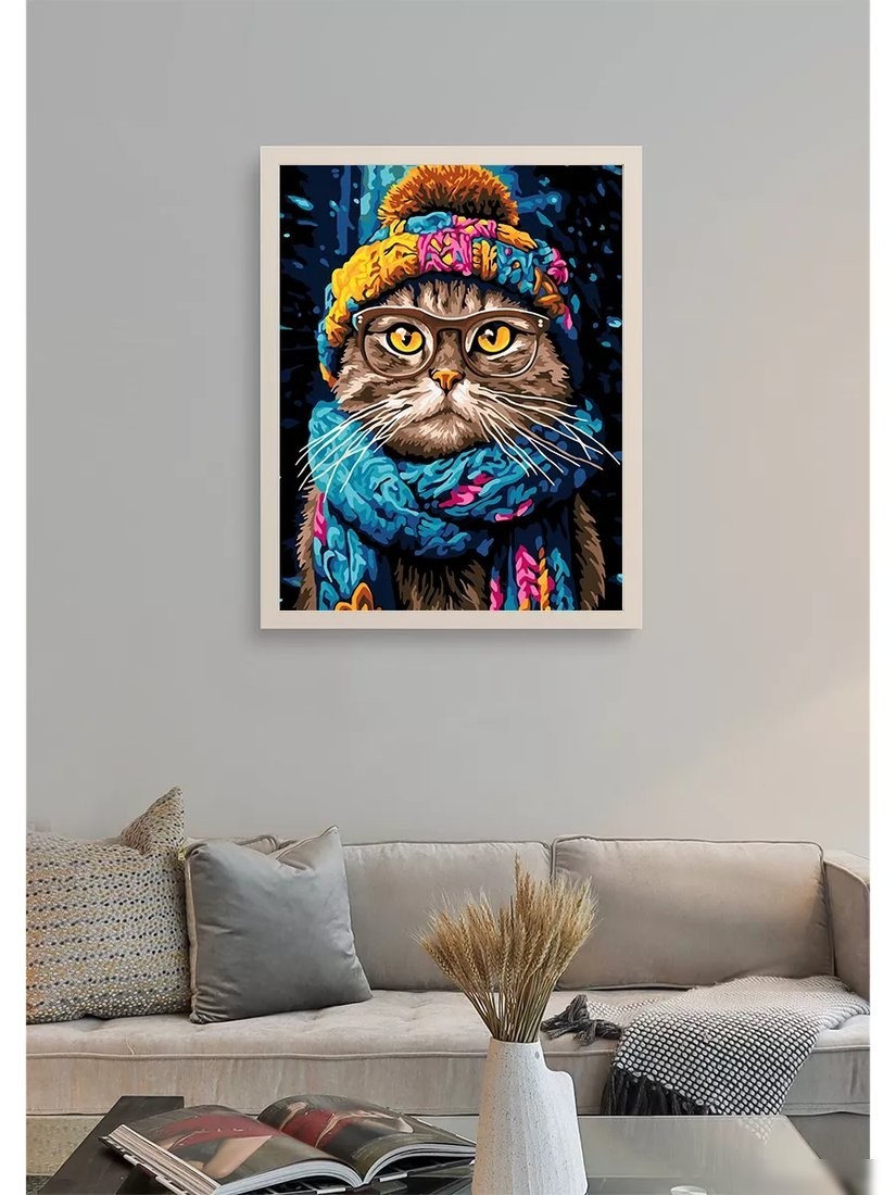 Картина по номерам PaintLine Котик в шапке PL-00312