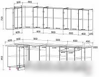 Готовая кухня Интерлиния Мила Лайт 1.2x2.8 (бетон лайт/бетон портленд/опал светлый)