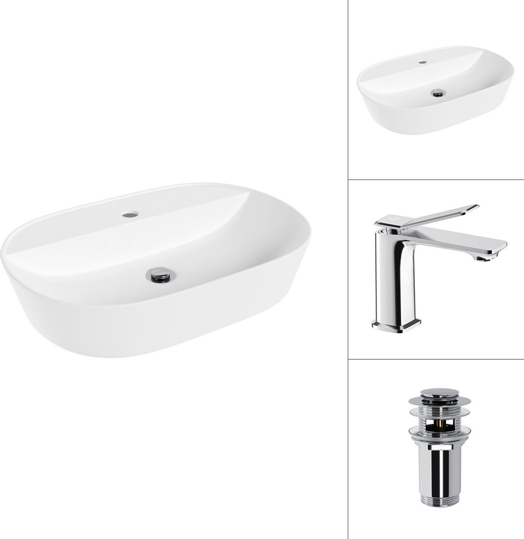 Умывальник Lauter 21460-60 + Allure 21C618С с донным клапаном 21190CH (хром)