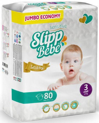 Подгузники Slipp Bebe Midi J-303 (80 шт)