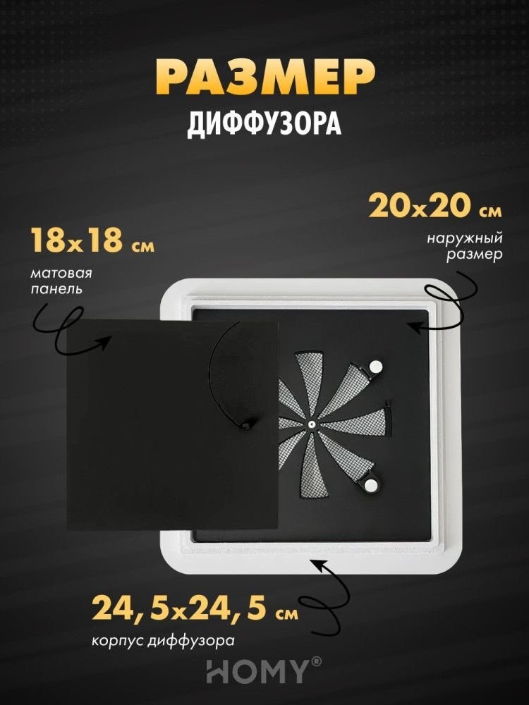 Вентиляционная решетка HOMY AIR квадратный AS125WRT 20x20 (белая)