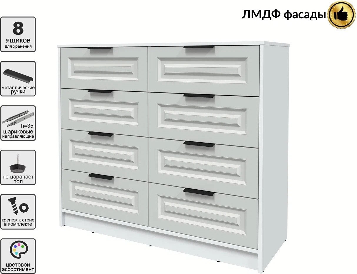 Комод Интерлиния Концепт КТ-К117 Деко (белый платинум/грей)