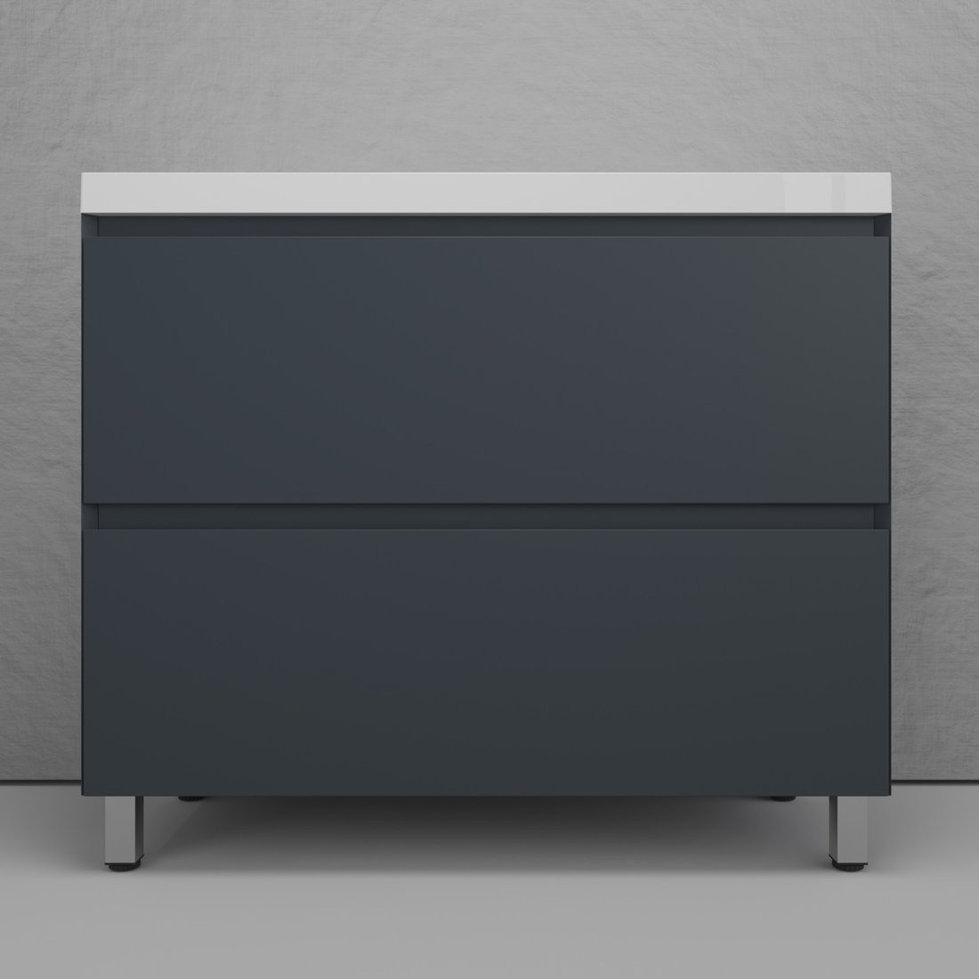 Symbolite Тумба под умывальник Манхэттен 100 Plus 2 ящика + Line 100x48 (графит/жасмин)