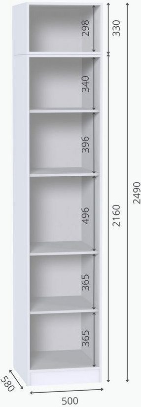 Шкаф-пенал Интермебель МР-21 580.1 зеркало (белый премиум)