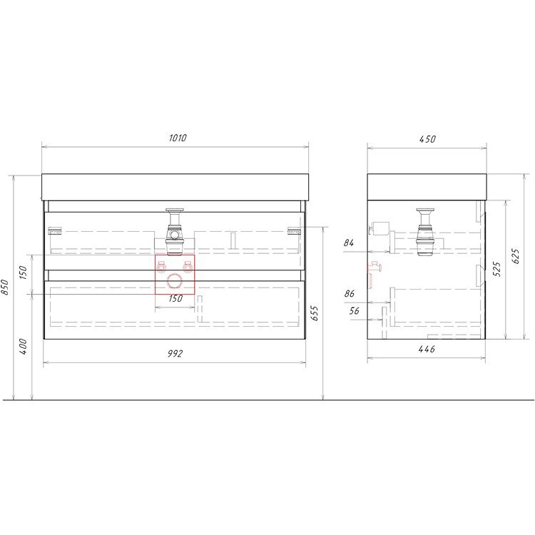 Aqwella Тумба под умывальник Geometria GE01102WM