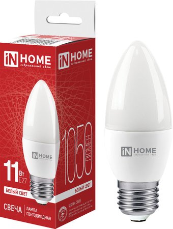 Светодиодная лампочка In Home LED-Свеча-VC 11 Вт 230В Е27 4000К 1050 Лм