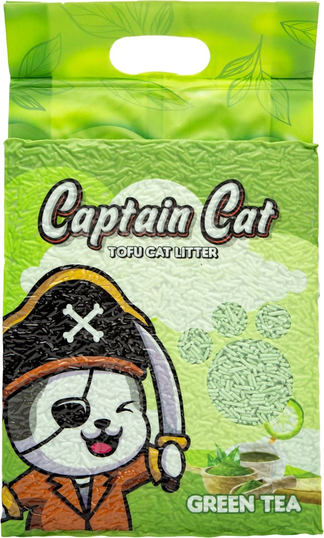 Наполнитель для туалета Captain Cat Тофу Зеленый Чай (7 л/2.5 кг)