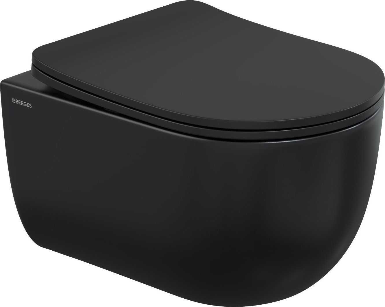 Унитаз подвесной Berges Wasserhaus Ventas Black Rimless + Visam Slim 525 EX-043326 (с сиденьем)