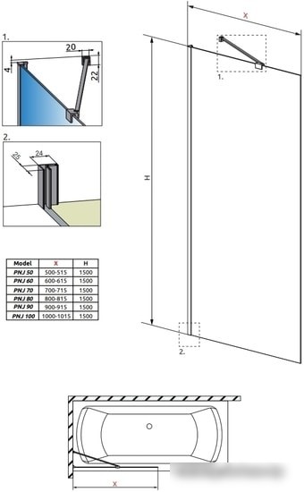 Шторка Radaway Idea Black PNJ 60