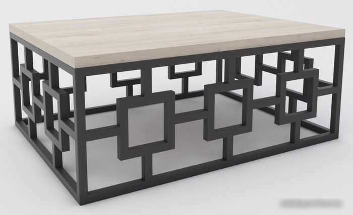 Журнальный столик Hype Mebel Лок 75x100 (черный/древесина белая) Журнальный столик Hype Mebel Лок 75x100 (черный/древесина белая)