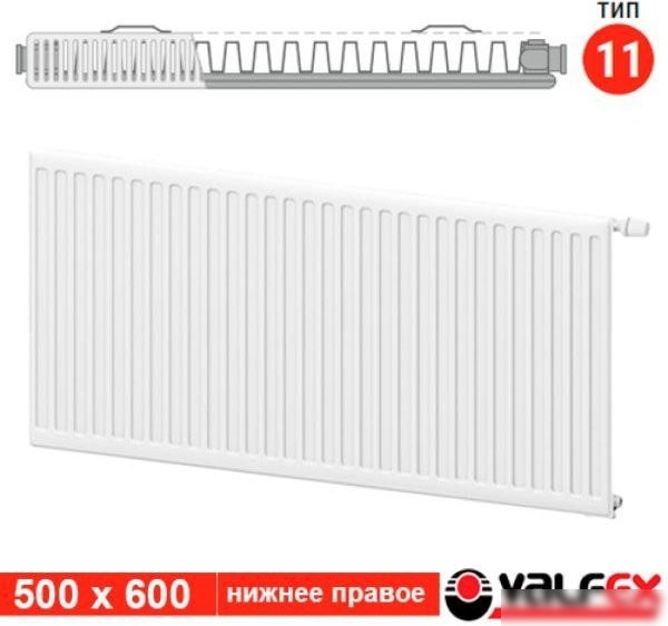 Стальной панельный радиатор Valfex Steel VC R 11 500х600 VF.VC.R.11.500.0600 (с нижним подключением)