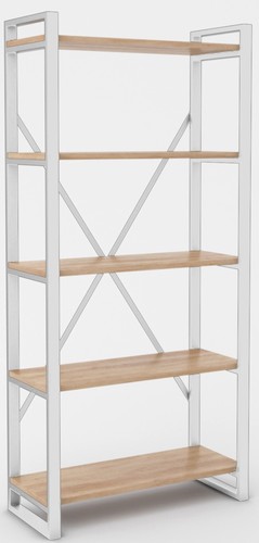 Стеллаж Hype Mebel Стандарт-2 80x170 (белый/дуб галифакс натуральный)
